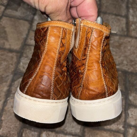 Calzoleria toscana woven leather upper high top sneakers lace & zip up size 37. - Picture 5 of 8